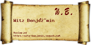 Witz Benjámin névjegykártya